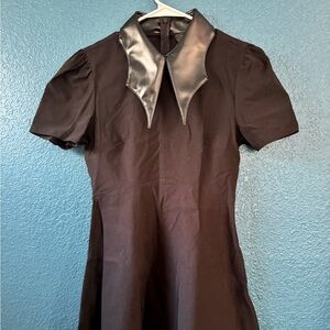 Killstar Chapel Collar Dress Goth Stretchy Black Short Sleeve Small